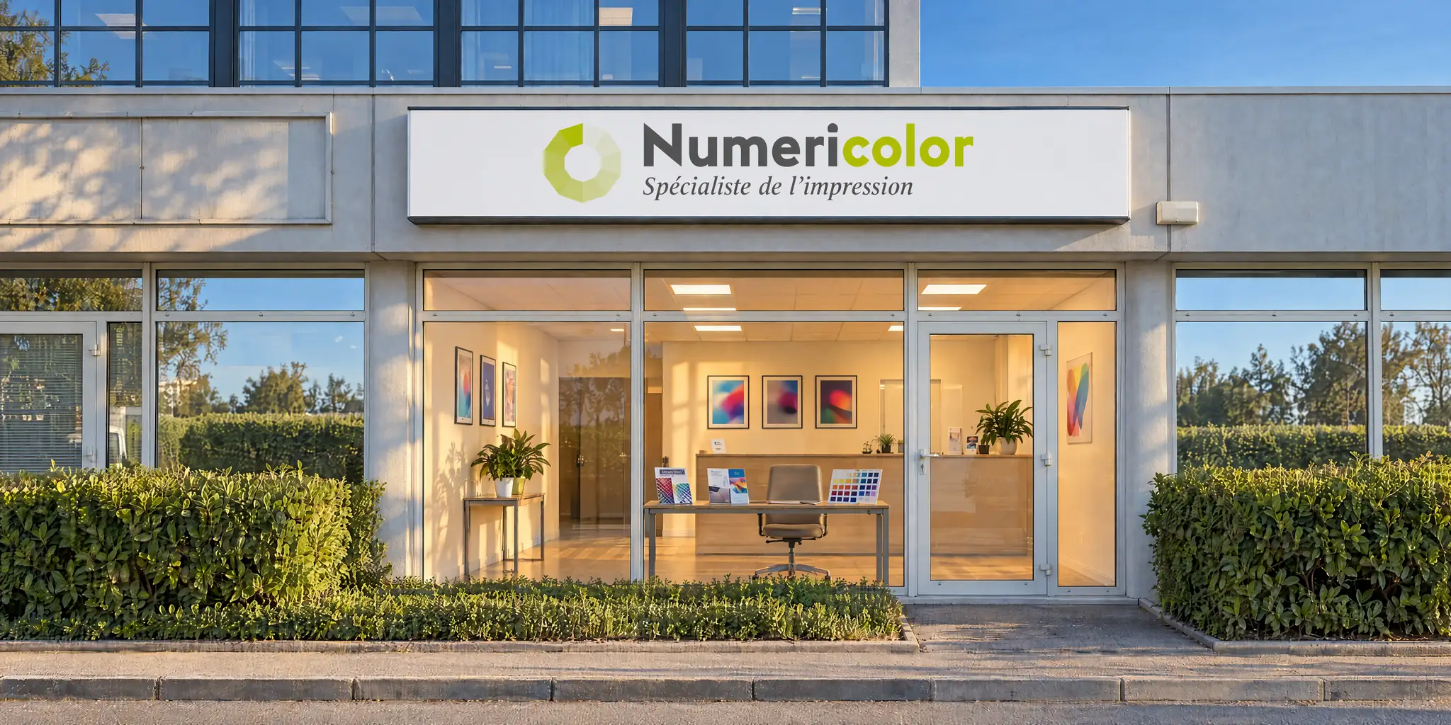 Façade et vitrine de Numericolor, rue Marcellin Berthelot à Aix-les-Milles